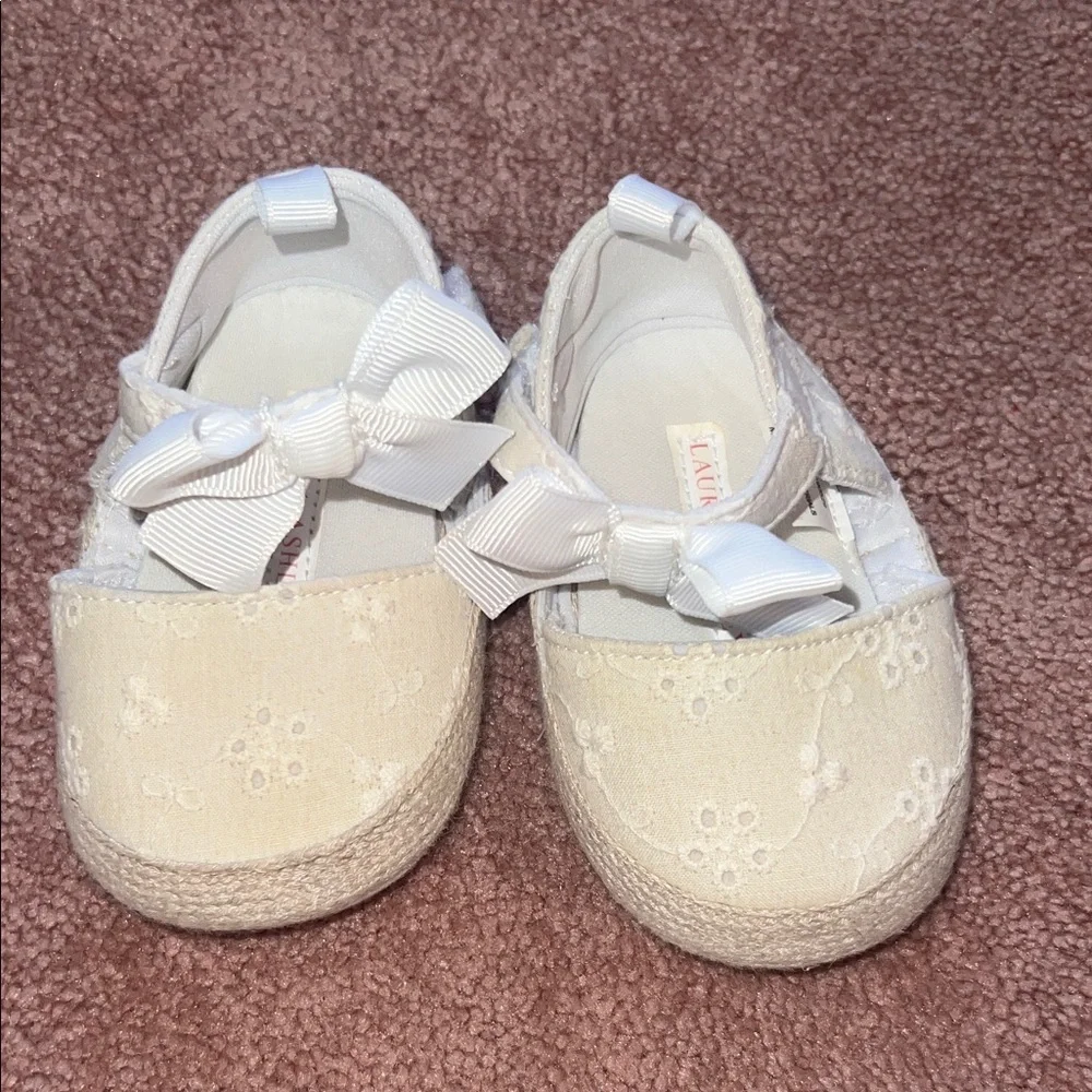 Laura Ashley White and Cream Kids Dress Shoes